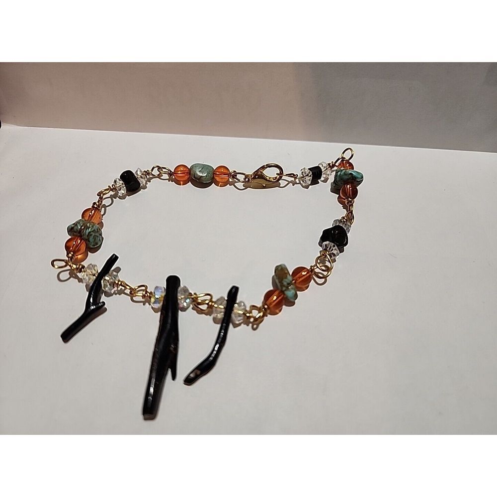 Ankle bracelet UNIQUE  Turquoise  Branches‎  Beaded
